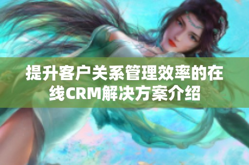 提升客户关系管理效率的在线CRM解决方案介绍