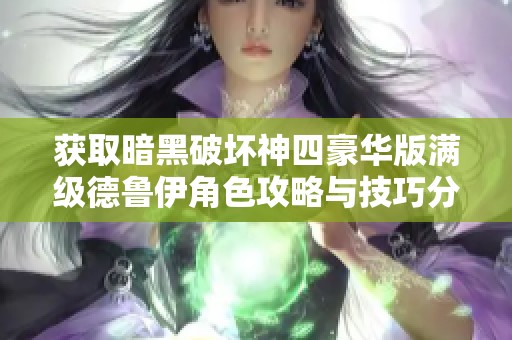 获取暗黑破坏神四豪华版满级德鲁伊角色攻略与技巧分享