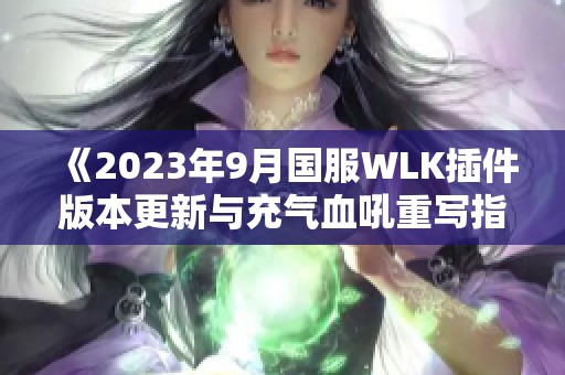 《2023年9月国服WLK插件版本更新与充气血吼重写指南》