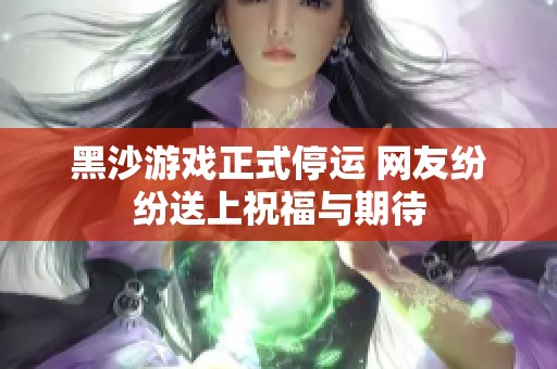 黑沙游戏正式停运 网友纷纷送上祝福与期待