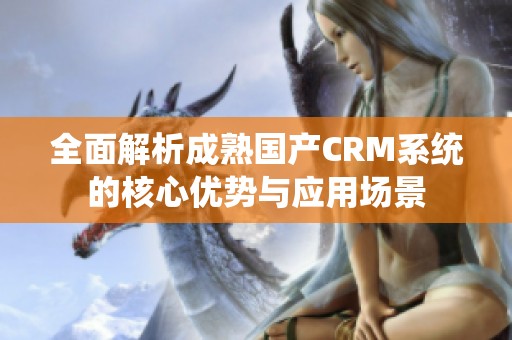 全面解析成熟国产CRM系统的核心优势与应用场景