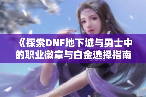 《探索DNF地下城与勇士中的职业徽章与白金选择指南》