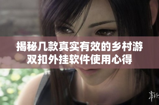 揭秘几款真实有效的乡村游双扣外挂软件使用心得