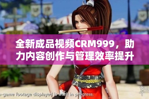 全新成品视频CRM999，助力内容创作与管理效率提升